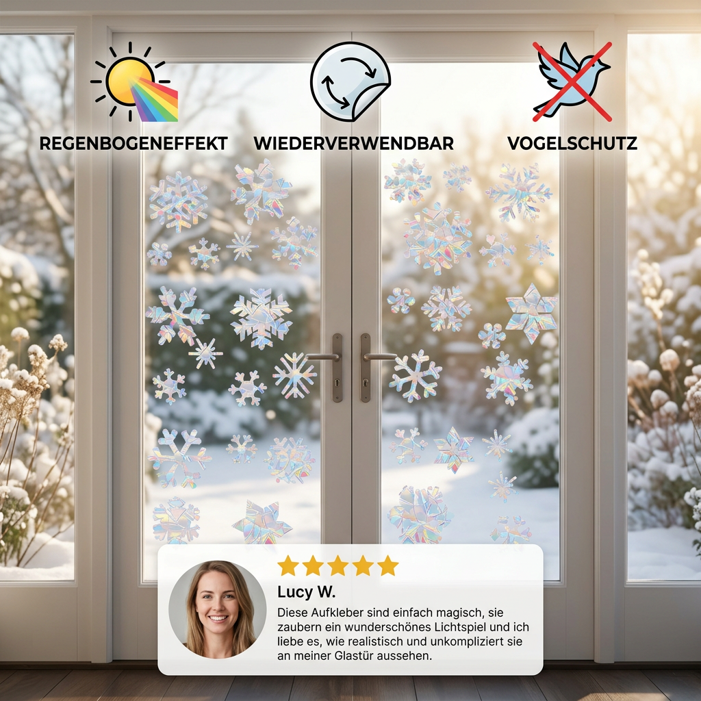 Wiederverwendbare Schneeflocken-Sonnenfänger-Fenstersticker