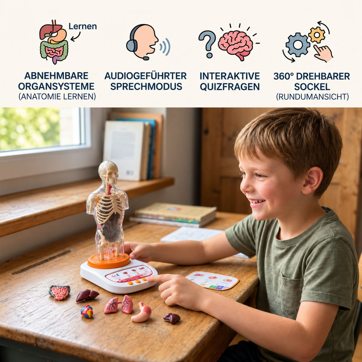 Interaktives sprechendes Anatomiemodell mit herausnehmbaren Organen & audiogeführtem Lernen