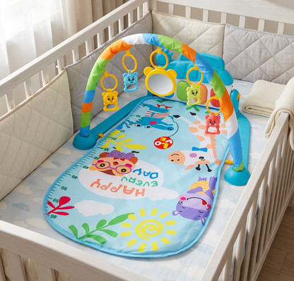 Baby Musik-Spielbogen mit Piano – Interaktive Sensorik Krabbeldecke für 0-24 Monate