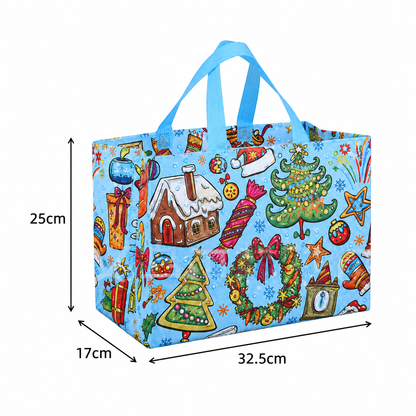 Wiederverwendbare Weihnachts-Geschenktaschen mit Griffen – Verschiedene festliche Designs