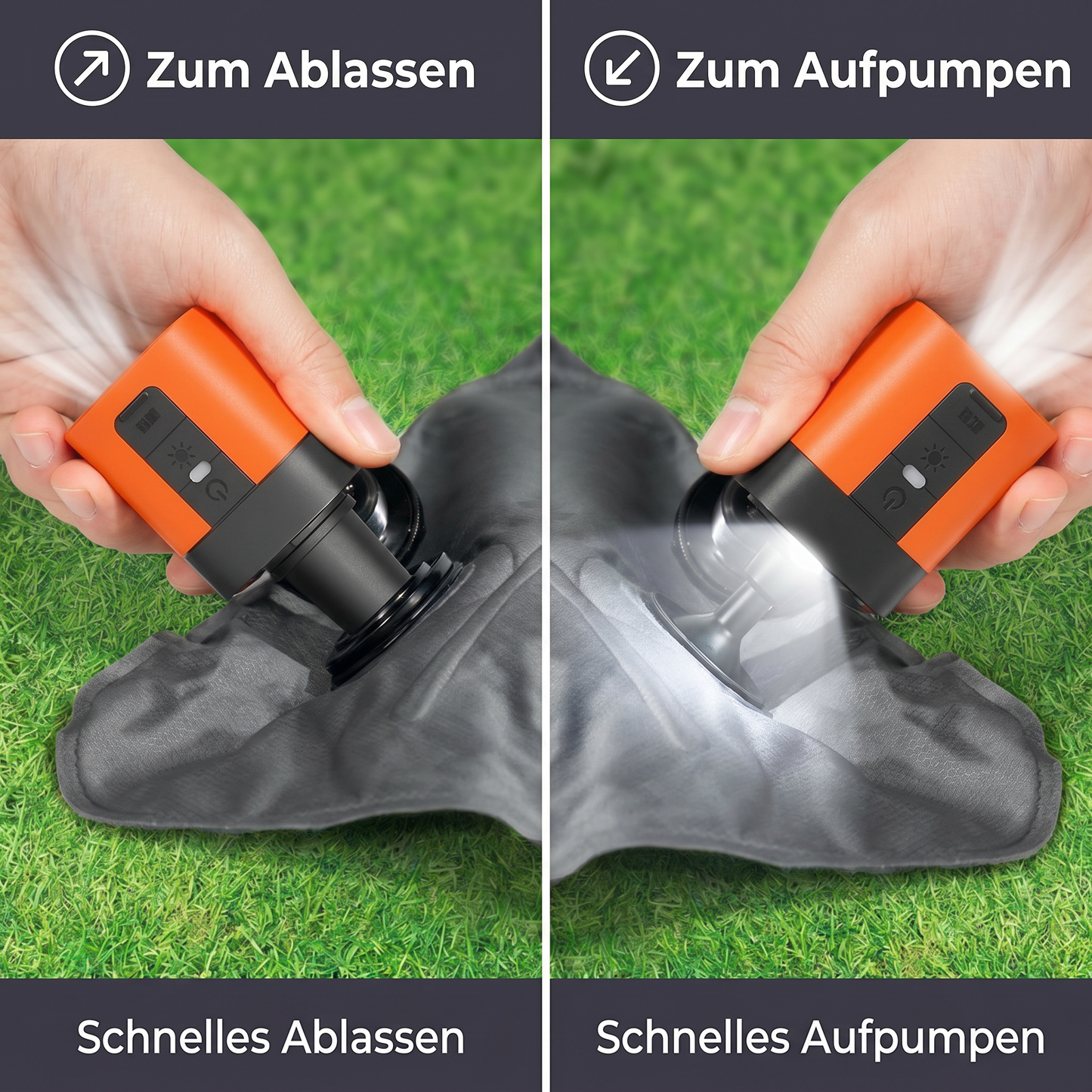 Tragbare Mini-Luftpumpe mit LED-Licht – schnelles Aufpumpen und Ablassen