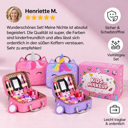 Umweltfreundliches & leicht abwaschbares Prinzessinnen-Make-up-Set für Kinder mit Kosmetiktasche