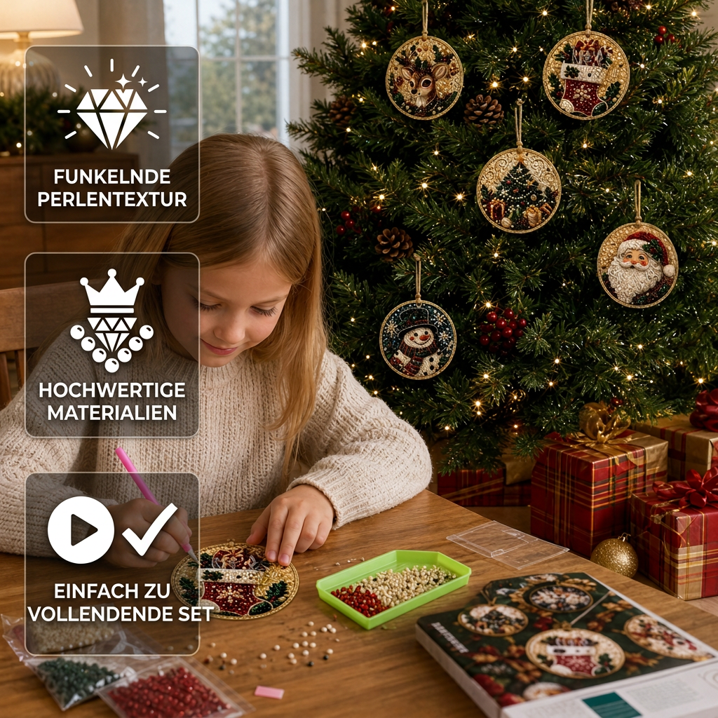 DIY-Weihnachts-Diamond-Painting-Anhänger-Set – Festlicher Christbaumschmuck