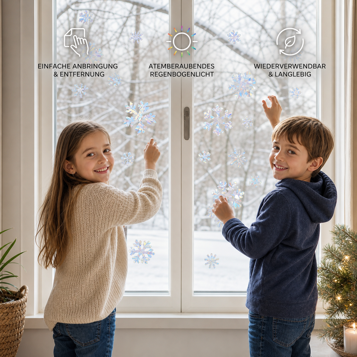 Wiederverwendbare Schneeflocken-Sonnenfänger-Fenstersticker