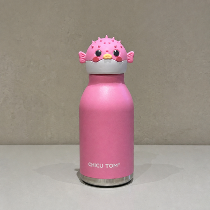 Süßer Cartoon-Tier-Thermobecher aus Edelstahl mit Strohhalm – 480 ml