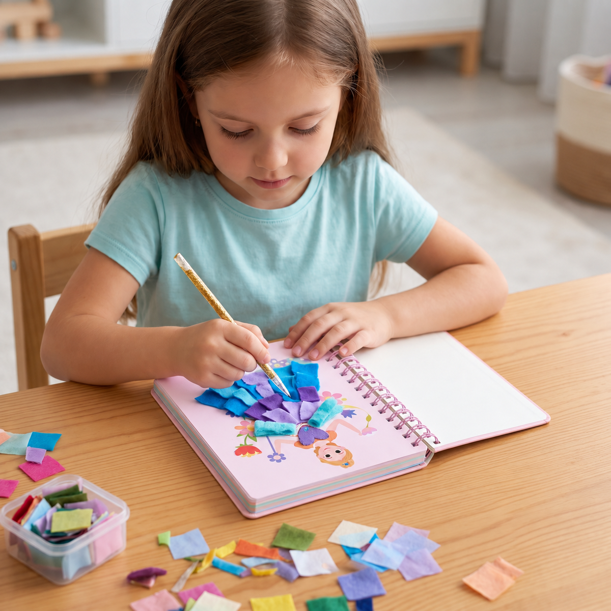 4-in-1 Feenprinzessin-Kunstset für Kinder mit Diamond Painting, Stecktechnik, Stickerei & Aquarell