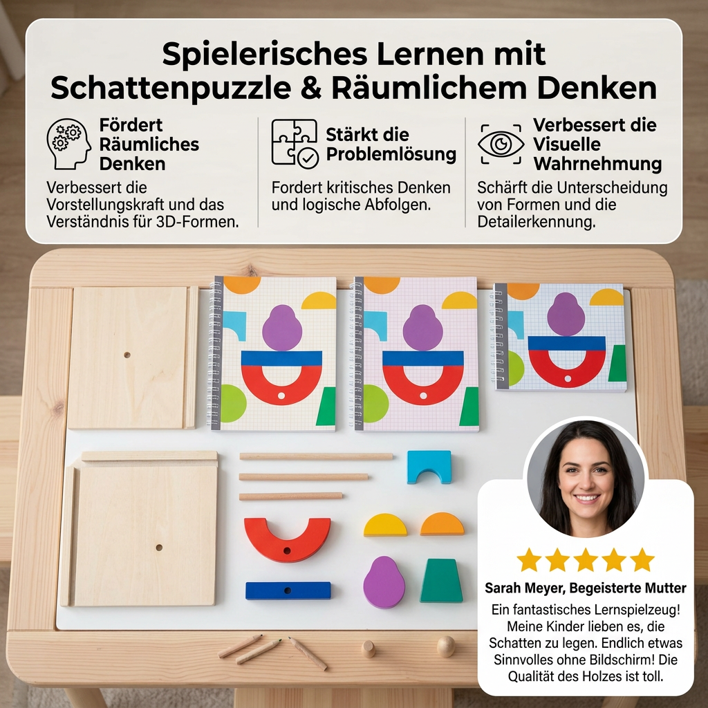 Holz 3D-Schatten-Matching- & Raumdenken-Puzzle für Kinder