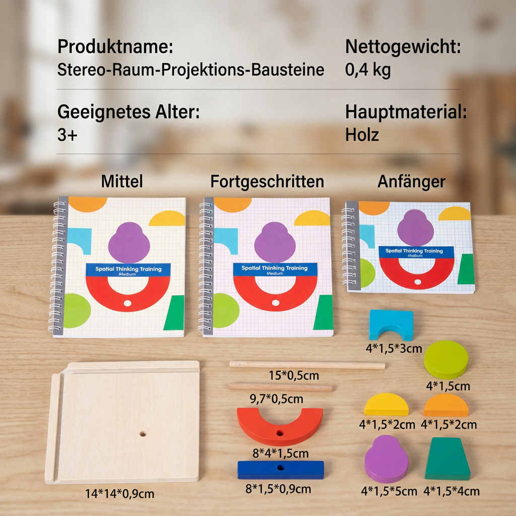 Holz 3D-Schatten-Matching- & Raumdenken-Puzzle für Kinder