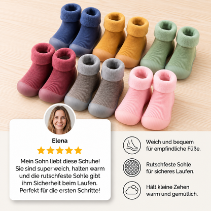 Warme Lauflern-Sockenschuhe für Babys mit weichen rutschfesten Sohlen