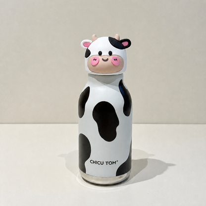 Süßer Cartoon-Tier-Thermobecher aus Edelstahl mit Strohhalm – 480 ml