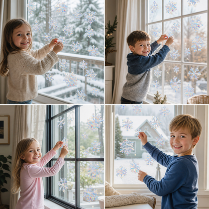Wiederverwendbare Schneeflocken-Sonnenfänger-Fenstersticker