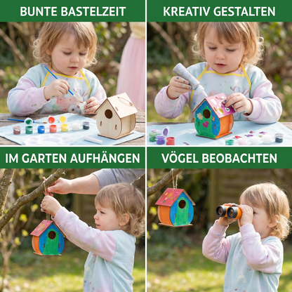 Buntes Vogelhaus Bastel- & Malset für Kinder