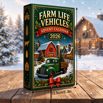 24-Tage-Weihnachts-Adventskalender mit Bauernhoffahrzeugen