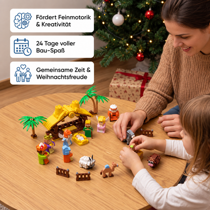 Weihnachtskrippen-Baustein-Adventskalender für Kinder