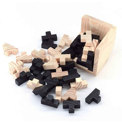 Handgemachtes 3D Holz-Würfelpuzzle – Knobel- & Lernspiel für Kinder (54 Teile)