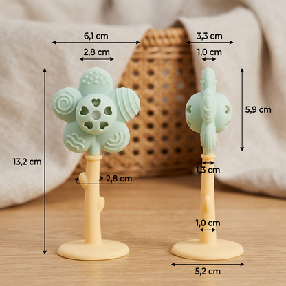 2-in-1 Sonnenblumen-Beißring & Rassel für Babys mit Saugnapfbasis