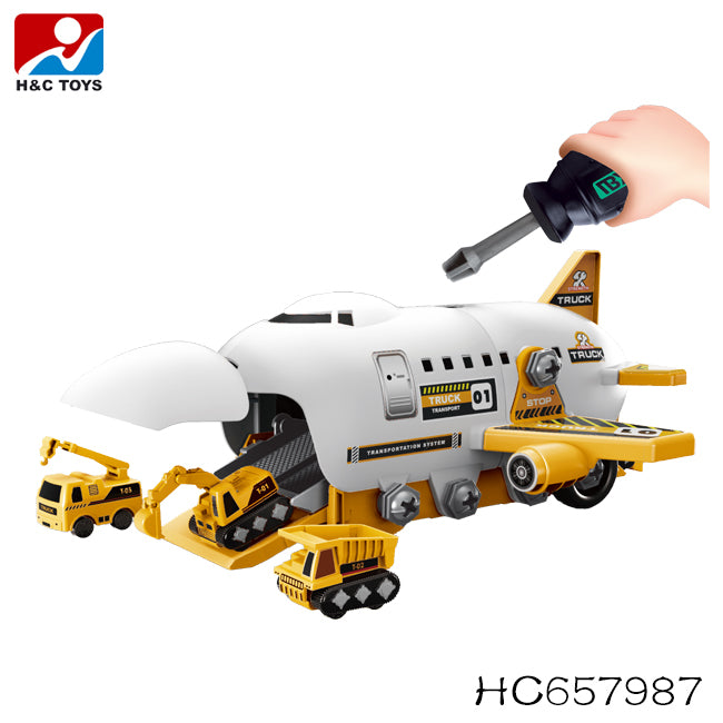 DIY-Spielset „Flugzeug-Transport-Lkw“ mit Baufahrzeugen