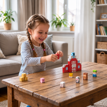 Magnetisches Bauernhof-Baustein-Reisespielset mit Tieren & Scheune