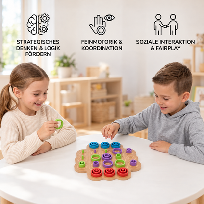 Pädagogisches 3-stufiges Tic-Tac-Toe-Strategiespiel aus Holz