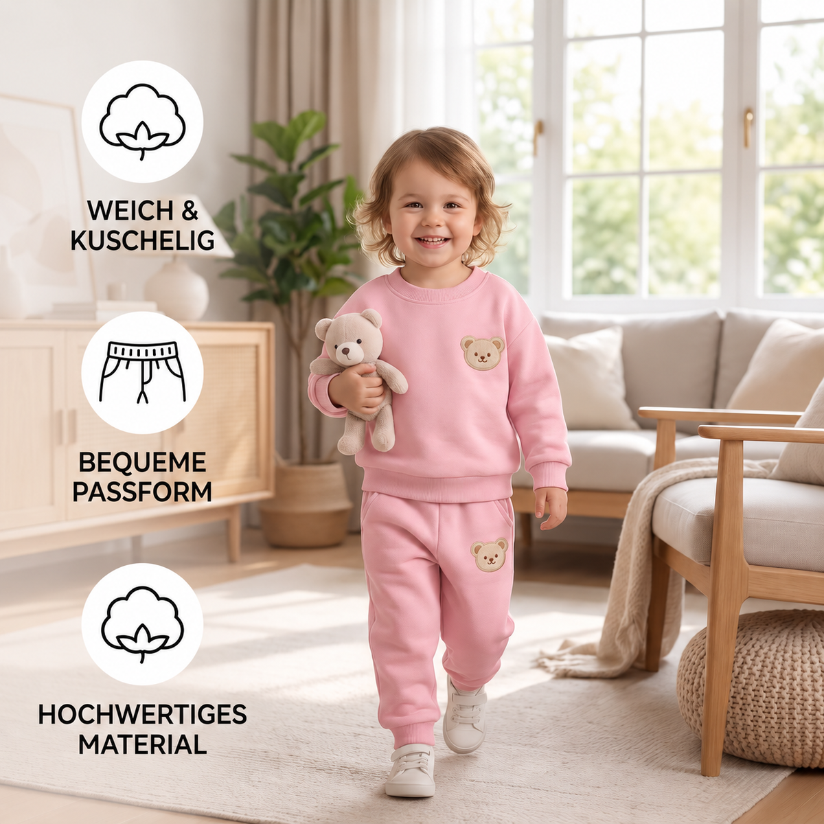 Baby-Outfit mit besticktem Bären-Sweatshirt & passender Jogginghose