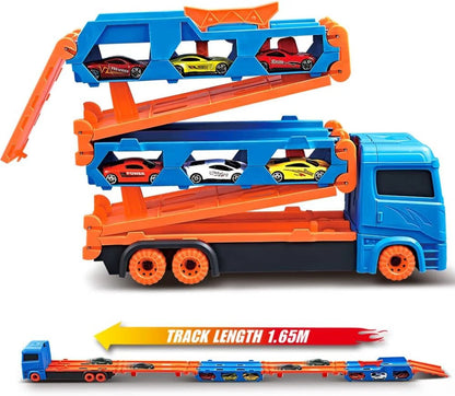 Auto Spieltruck mit Faltbarer Katapult Rennstrecke