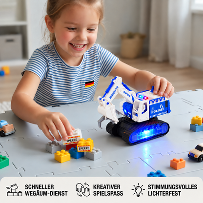 Transformierender Polizei-Roboter-Bagger mit Licht & Sound