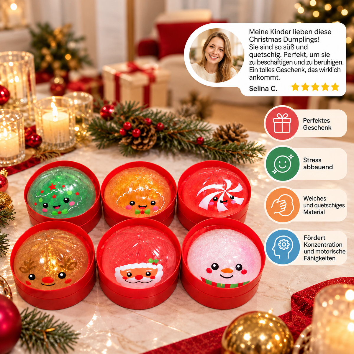 Weihnachts-Dumpling-Squishy-Anti-Stress-Spielzeugset