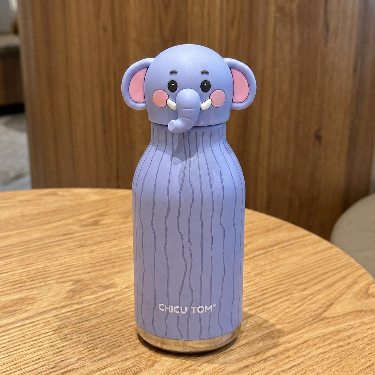 Süßer Cartoon-Tier-Thermobecher aus Edelstahl mit Strohhalm – 480 ml