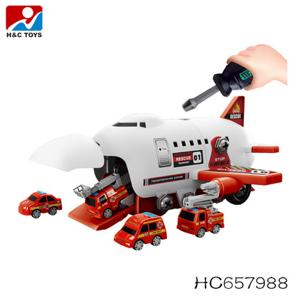 DIY-Spielset „Flugzeug-Transport-Lkw“ mit Baufahrzeugen