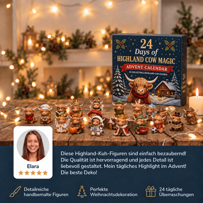24-Tage-Adventskalender mit Highland-Rindern als sammelbare Mini-Figuren