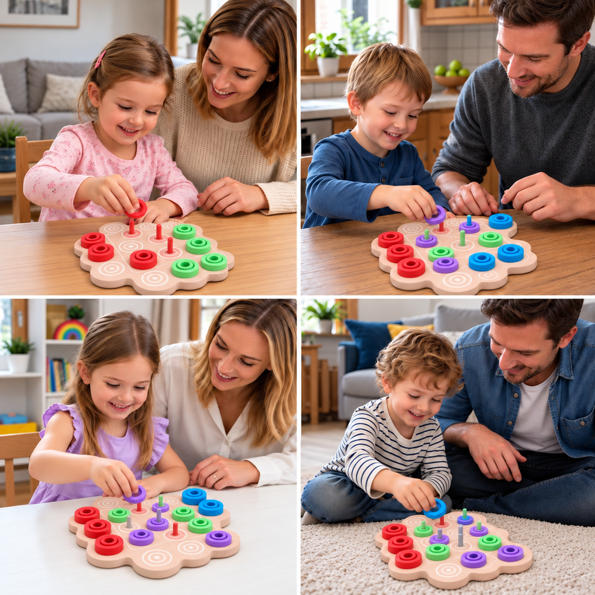 Pädagogisches 3-stufiges Tic-Tac-Toe-Strategiespiel aus Holz