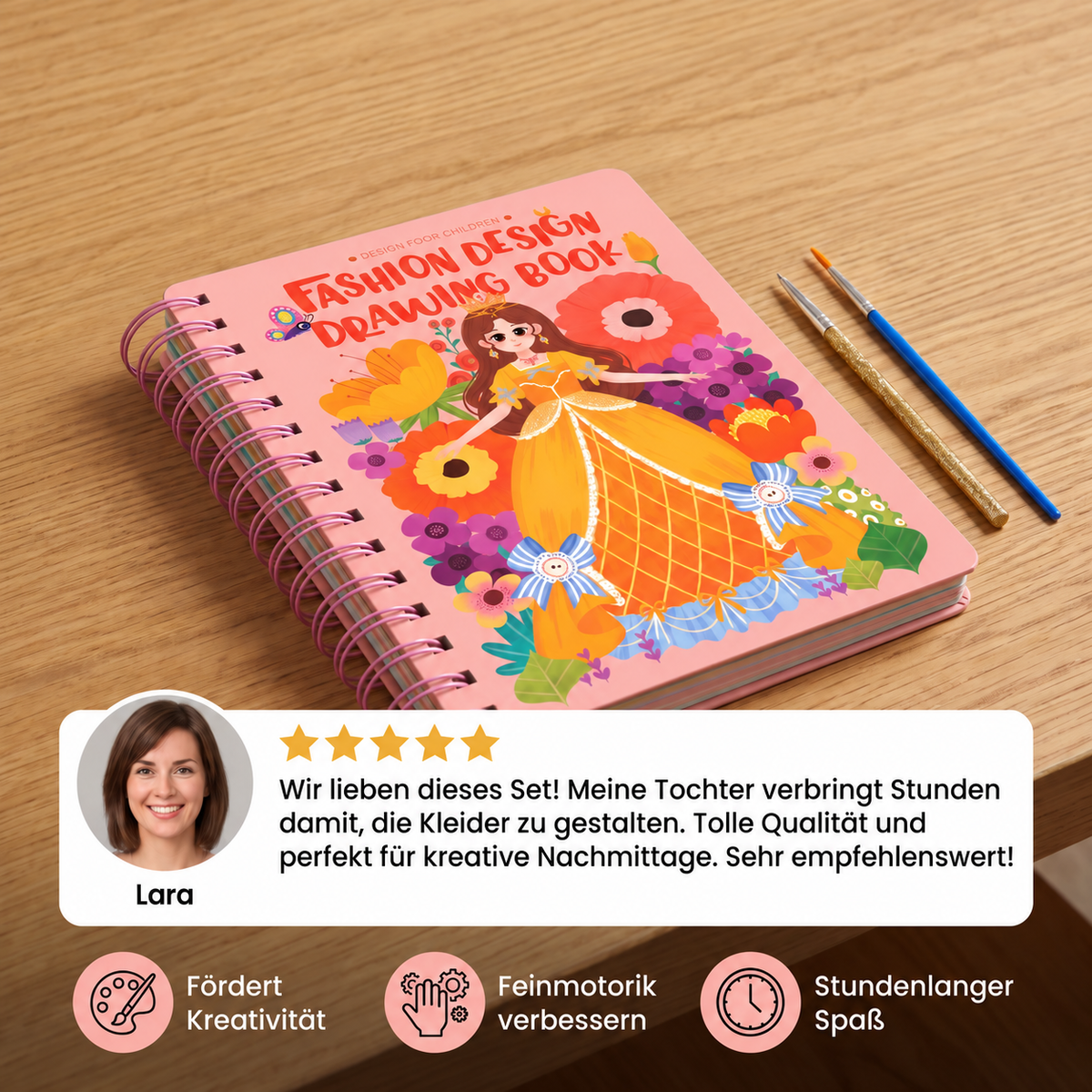 4-in-1 Feenprinzessin-Kunstset für Kinder mit Diamond Painting, Stecktechnik, Stickerei & Aquarell