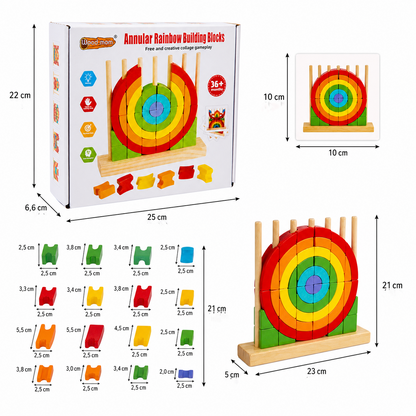 Montessori Holz-Regenbogen Stapel- & Zuordnungspuzzle