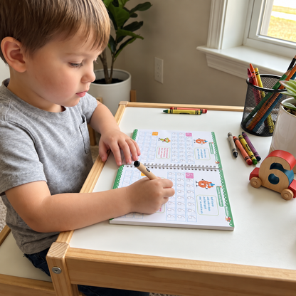 Wiederverwendbare Schreibübungsbücher mit Rillen für Kinder – 6-teiliges Nachspur- & Schreibset
