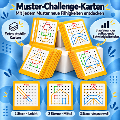 Montessori Holz-Geometrie-Duellspiel mit bunten Gummibändern