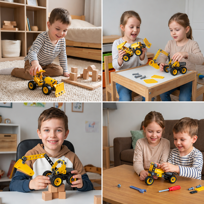 10-in-1 Kreatives elektrisches Baustellenfahrzeug-Bauset für Kinder
