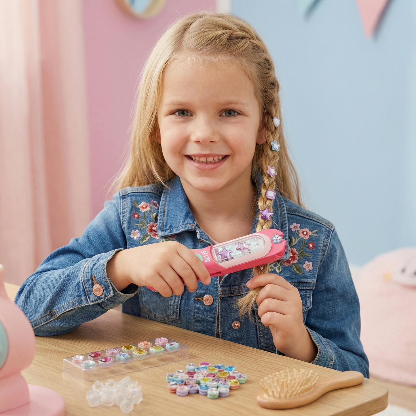 Haar-Glitzerstein Stempel Set für Kinder – Styling-Kit mit wiederverwendbaren Strasssteinen