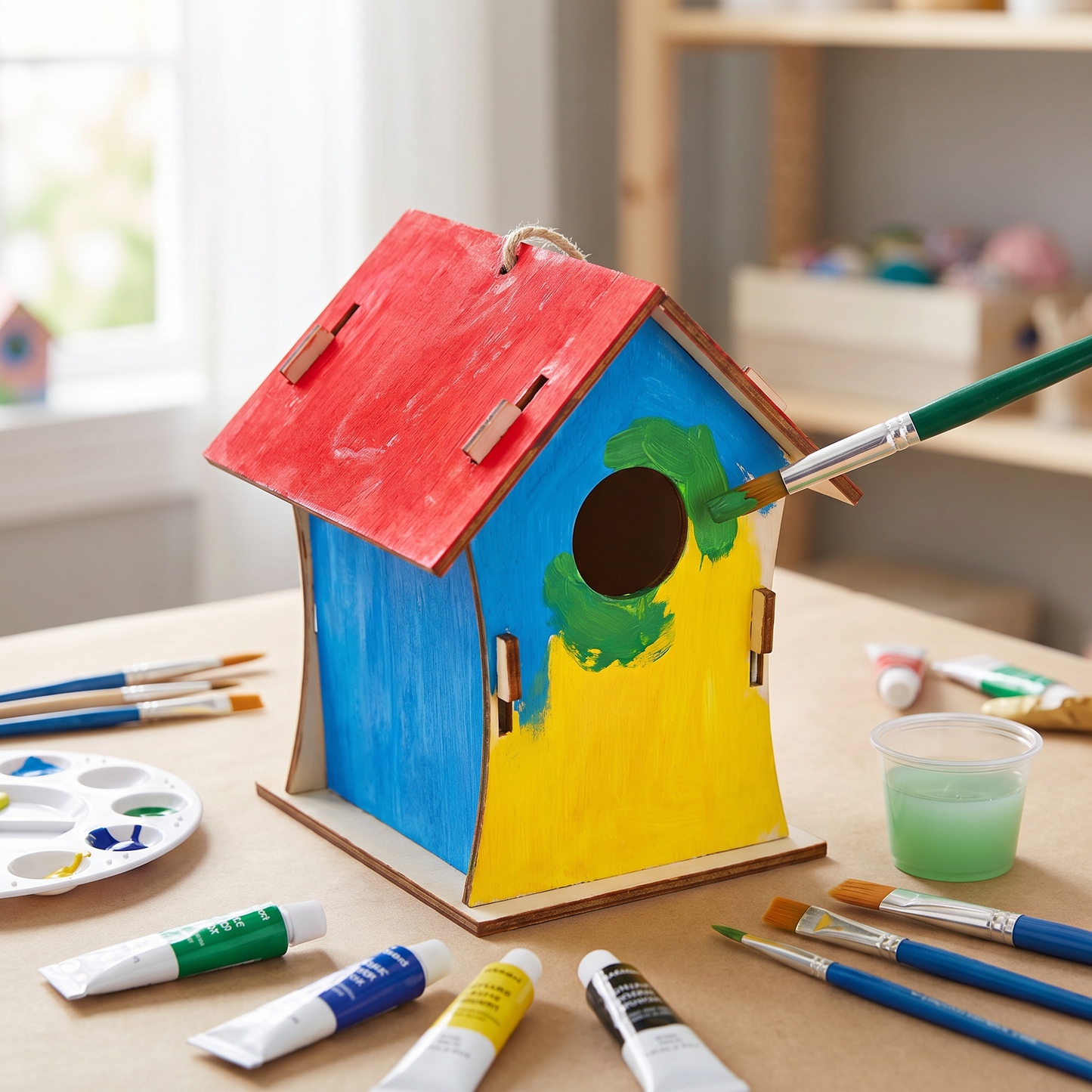 Buntes Vogelhaus Bastel- & Malset für Kinder