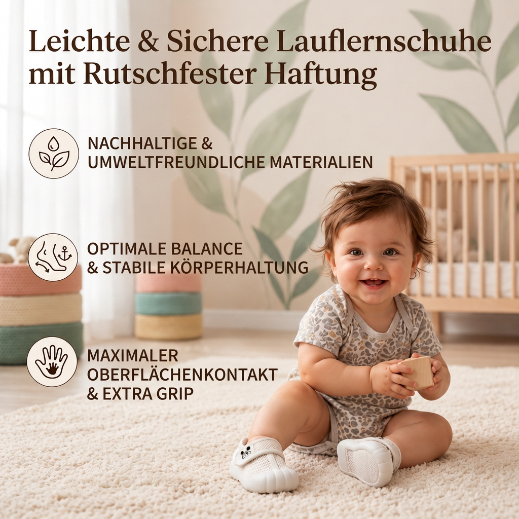 Bequeme Babyschuhe mit weichen, rutschfesten Sohlen