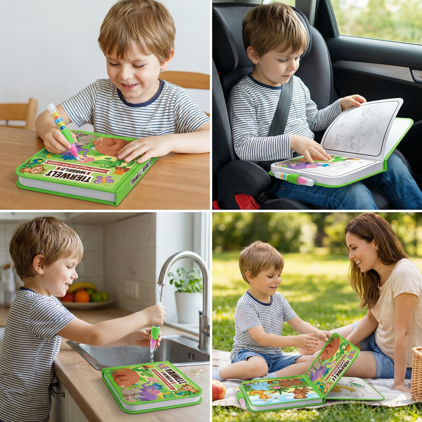 Magisches Wasser-Malbuch – Wiederverwendbares Kleckerfreies Malbuch für Kinder