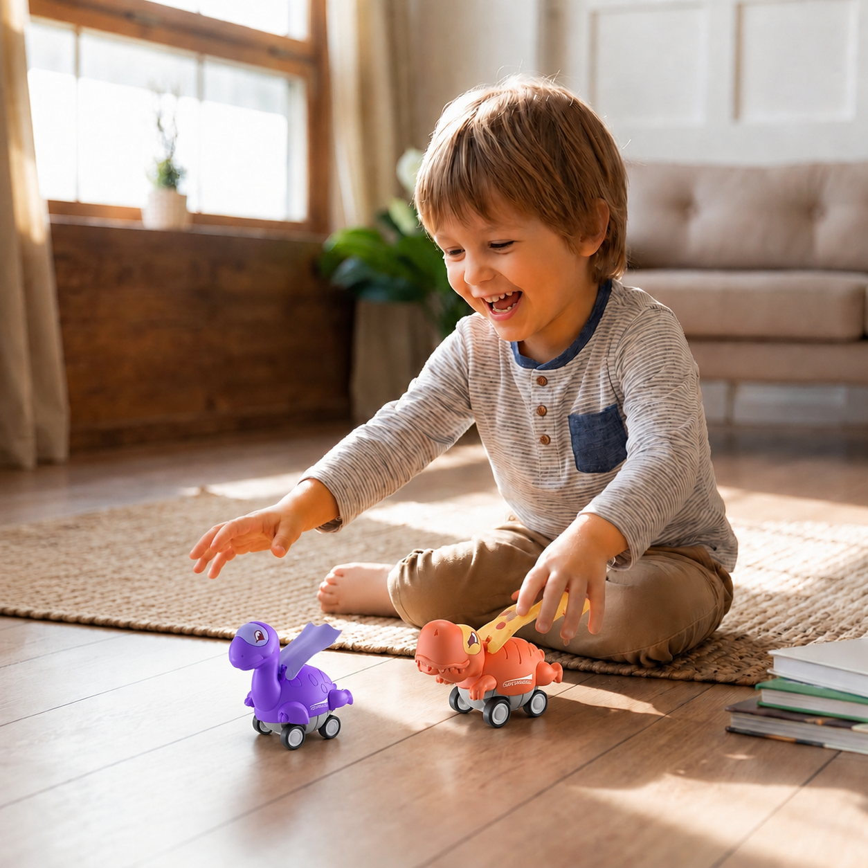 Press-&-Go-Dinoautos – Rollende Dinosaurier-Spielzeugautos für Kinder