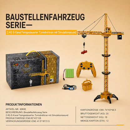 Ferngesteuerter Turmdrehkran – 360° drehbares Bauspielzeug mit Hebefunktion