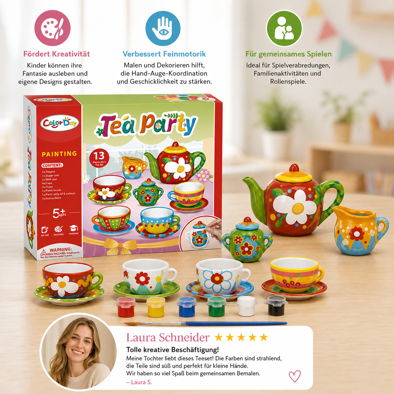 DIY-Keramik-Teeset zum Bemalen für Kinder