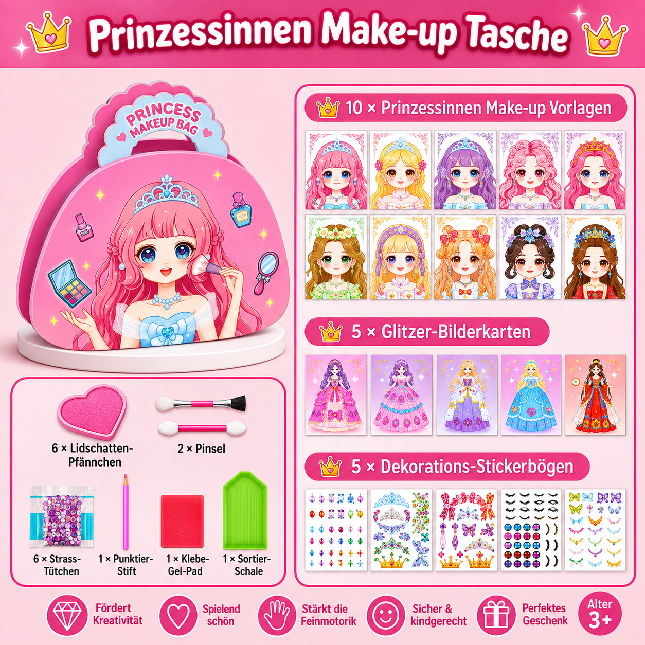 Prinzessinnen-Diamantmalerei & Folienkunst – Kreativset mit Malbuch