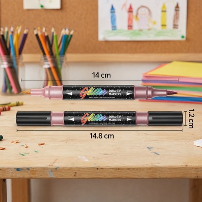 Glitzer-Pinselmarker-Set – Glitzernde Kunstmarker mit zwei Spitzen