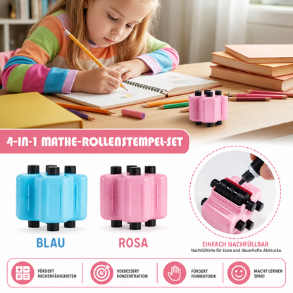 4-in-1 Mathe-Rollenstempel – Üben von Addition, Subtraktion, Multiplikation & Division