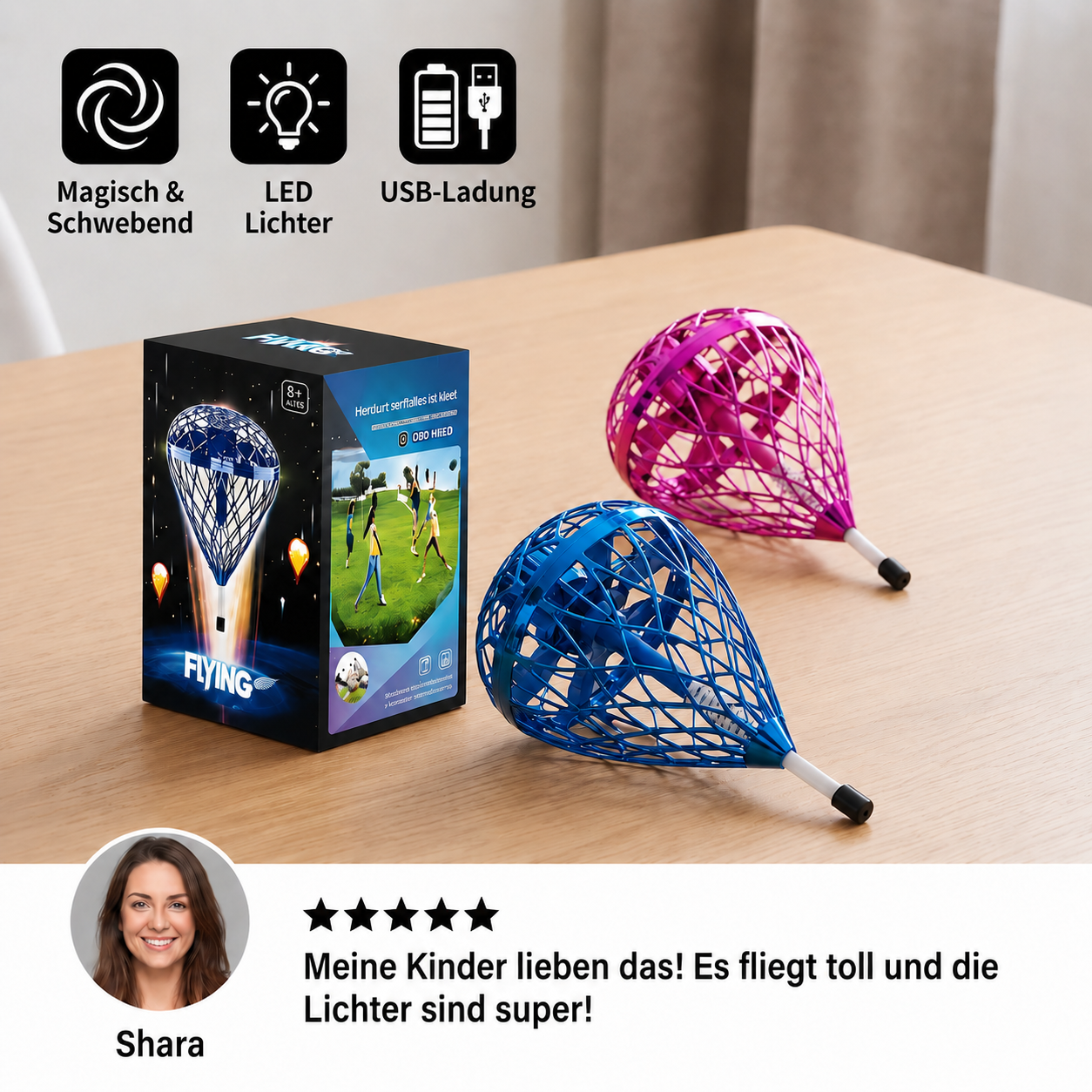 Fliegender Hüpf-Orb-Ball – Magisches Schwebe- & Wurfspielzeug für Kinder