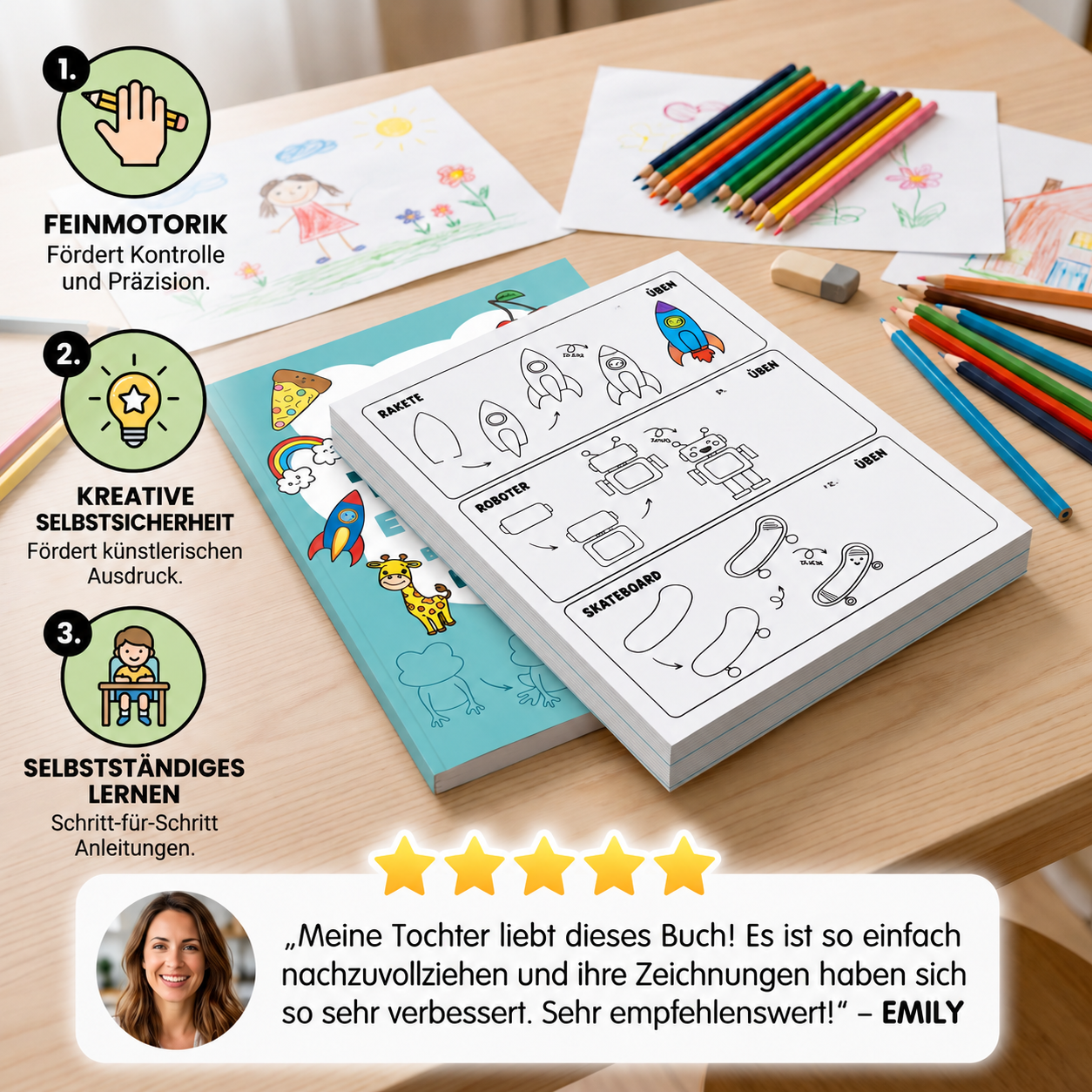 Montessori-Zeichenlernbuch – Schritt für Schritt zeichnen lernen und üben