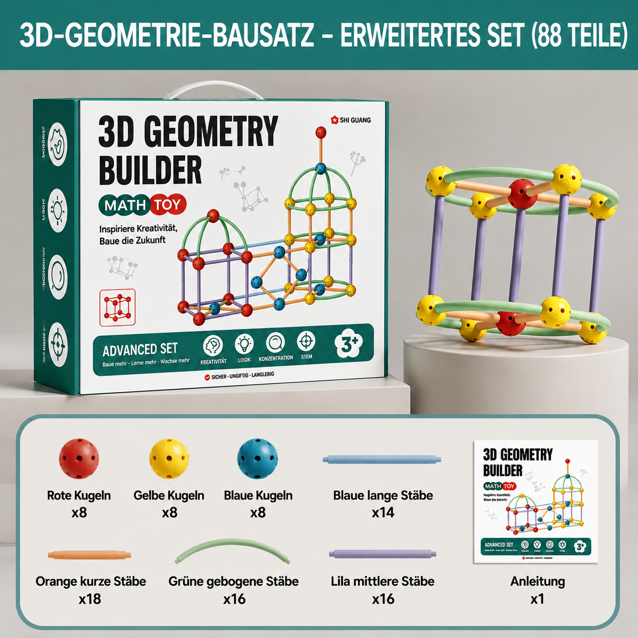 3D-Geometrie-Bauset – Lernspielzeug für Konstruktion & räumliches Denken