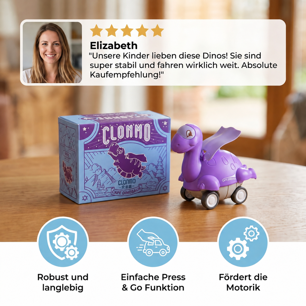 Press-&-Go-Dinoautos – Rollende Dinosaurier-Spielzeugautos für Kinder